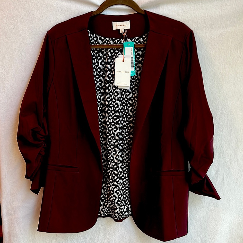 Skies Are Blue Raja collarless blazer, women's size large, new with tags